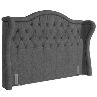 Imagem de Cabeceira Cama Casal King 195cm Antibes P02 Linho Cinza - Mpozenato