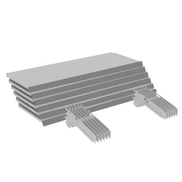 Imagem de Kit 6 Bandejas Gondola Ponta FIT 40 Branco 6X 30x78 Pe Cinza - Amapá