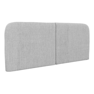 Imagem de Cabeceira Painel Orgânico Cama Box Casal Padrão Aira 140cm Dobrável Linho Cinza Claro - Abmaza