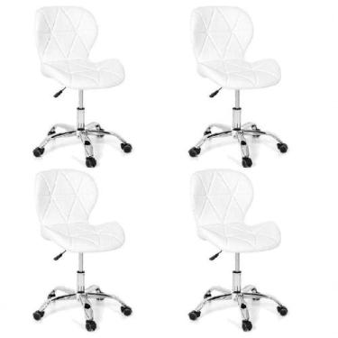 Imagem de Kit 4 Cadeiras Office Eiffel Slim Ajustável Oficial Branco - Oficial W