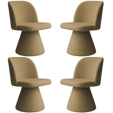 Imagem de Kit 04 Cadeiras De Jantar Giratória Liz Bouclé Camel - Nexta Casa