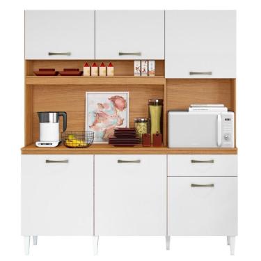 Imagem de Kit Cozinha Compacta 6 Portas Siena 160 Cm Cinamomo Branco Armoveis
