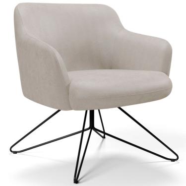 Imagem de Poltrona Decorativa Jade Base Orby Preto Tecido Facto Bege - Nexta Casa