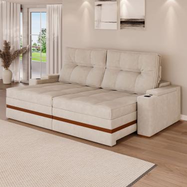 Imagem de Sofá Retrátil Reclinável 3 Lugares Roma 2,20m Veludo Cinza