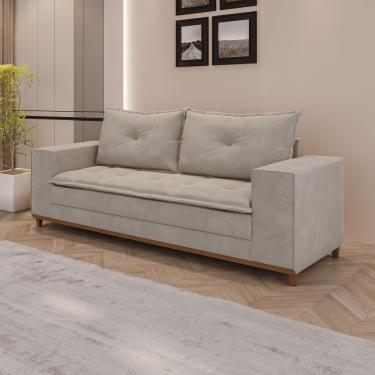 Imagem de Sofá Fixo 5 Lugares Dunas 2,20m Veludo Bege