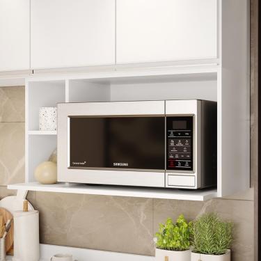 Imagem de Suporte Microondas Aéreo 81cm Com Nicho Adega Miami Branco - Lumil