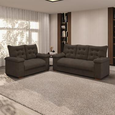 Imagem de Conjunto Sofá 3 E 2 Lugares Irlanda Veludo Marrom