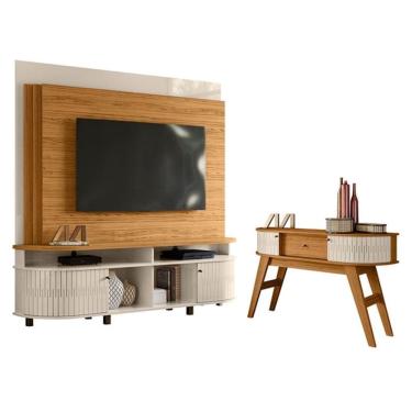 Imagem de Estante Home Theater Daytona com Aparador Estoril Naturale Off White– Madetec