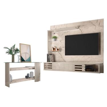 Imagem de Estante Home Theater Suspenso com Aparador Frizz Select Calacata Off White – Madetec