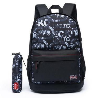 Imagem de Kit Mochila Ecko Mochila de Costas com Estojo Escolar Reforçada Menino