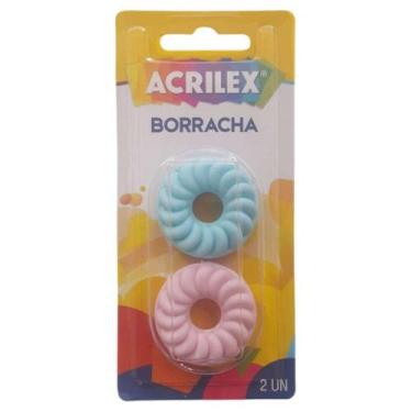 Imagem de Borracha Biscoitinho Blister com 2 Unidades - Acrilex, Rosa e Azul