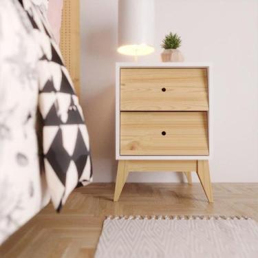 Imagem de Mesa de Cabeceira Infantil 2 Gavetas Sing Branco/Pinus Nuv - Serpil Ba
