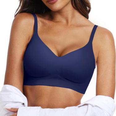 Imagem de Sutiã sem fio OEAK Comfortable Push Up Full Support azul marinho L