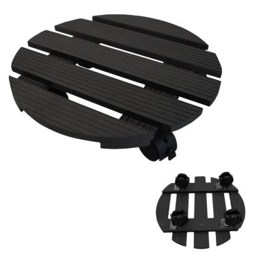 Imagem de Suporte Vaso Planta Redondo Rodinhas Deck Movel Decoracao Pallet Jardim Varandas Sacadas Resistente Versatil