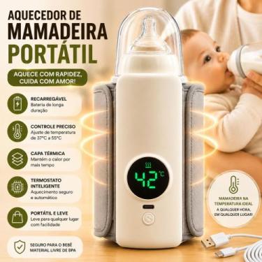 Imagem de Aquecedor de Mamadeira Portátil Recarregável USB com Controle de Tempe