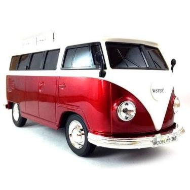 Imagem de Caixa Caixinha Som Portatil Carro Kombi Micro Sd Usb Fm Vermelho