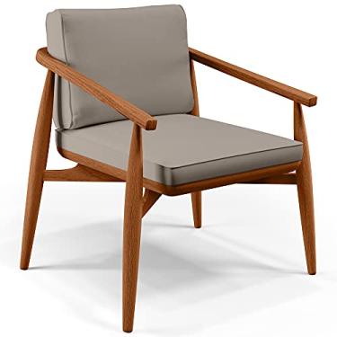 Imagem de Poltrona Decorativa Sala de Estar com Cintas de Corano Lavínia B04 Linho Bege - Lyam Decor