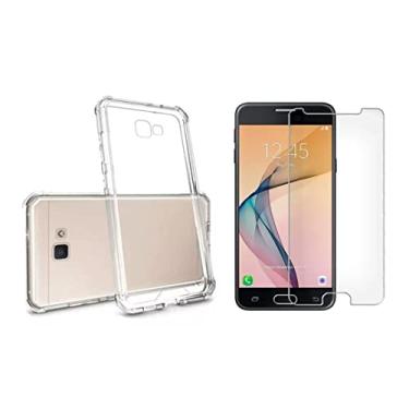Imagem de Kit Capinha Silicone Antichoque + Película Vidro Compatível com Samsung J5 Prime G570