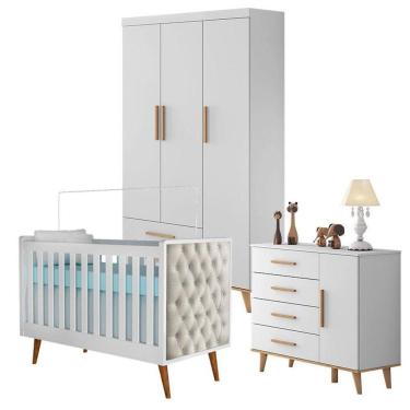 Imagem de Kit Quarto de Bebê Ludmila e Berço Americano Lorena com Capitonê
