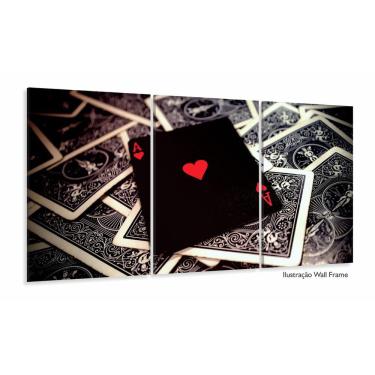 Imagem de Quadro Decoração Cartas Poker 3 Peças 120x60 em tecido