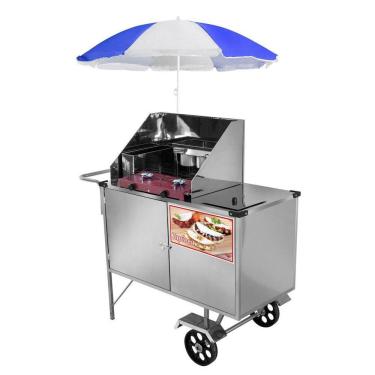 Imagem de Carrinho de Tapioca Luxo com Rodas Maciças e Guarda Sol - Cefaz