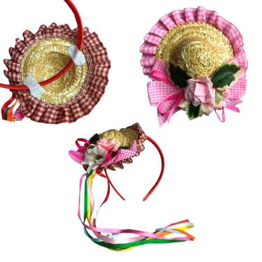 Imagem de  kit 6 Arquinho Mini Chapéu Caipira Festa Junina 