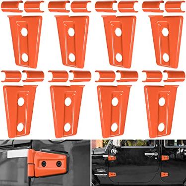 Imagem de Capa de dobradiça de porta acessórios exteriores para Jeep Wrangler JK JKU Sport Rubicon Sahara X Unlimited 2 portas e 4 portas 2007-2018 (laranja 8 peças)