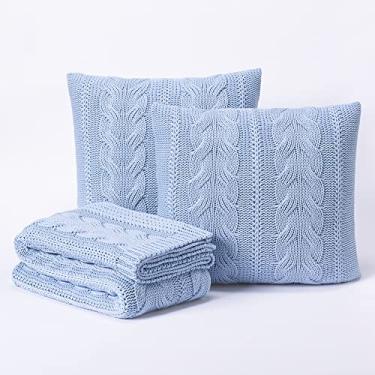 Imagem de Kit Peseira Manta Sofa Cama King 260x60cm + 2 Capas de Almofada Tricot Viena