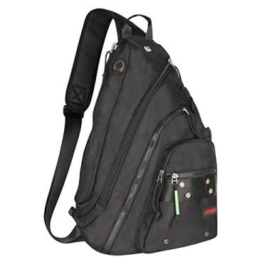 Imagem de Mochila com alça Larswon, bolsa tiracolo para laptop, bolsa transversal masculina bolsa de ombro, Laptop - Black, Large