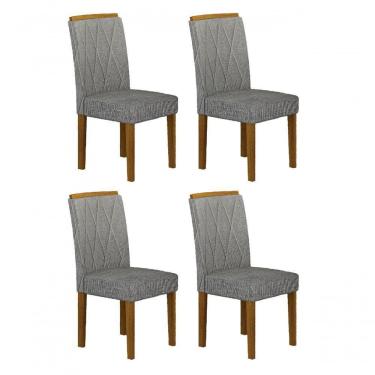 Imagem de Kit 04 Cadeiras Sala De Jantar Mdf Freijó,linho Cinza