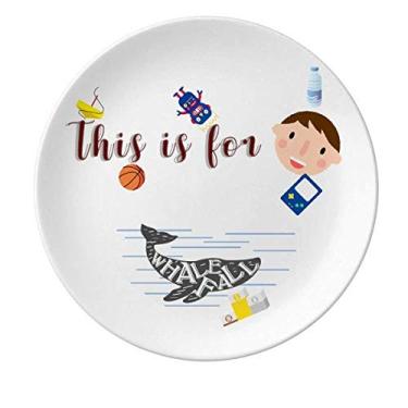 Imagem de Prato de porcelana para nadar com contorno de baleia e prato redondo para meninos