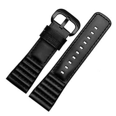 Imagem de FULNES 28mm couro genuíno com pontos pulseiras para relógio de pulso para Sevenfriday P3B/01 S2/01 Pulseira de relógio masculina (cor: preto, tamanho: botão preto de 28mm)
