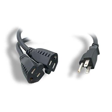 Imagem de Monoprice Divisor de cabo de alimentação - 15 pés - preto | NEMA 5-15P a 2X NEMA 5-15R, 16AWG, 13A, SJT, conecte dois dispositivos em uma única tomada de energia