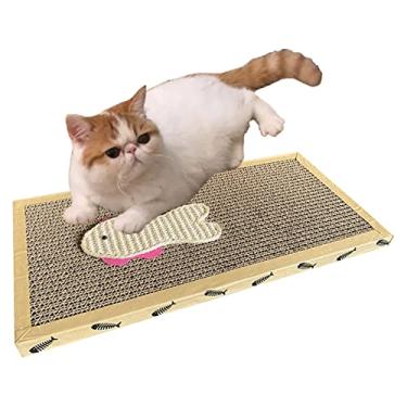 Imagem de Almofada para arranhar gato | Almofada para arranhar chão de gato,Papelão arranhador de gato ondulado reversível para gatos internos, design de textura durável Hulzogul