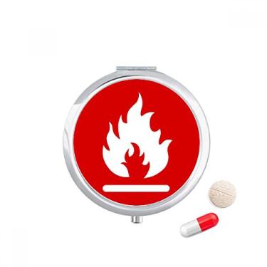 Imagem de Caixa de armazenamento de medicamentos, bolso vermelho fogo quadrado aviso Mark