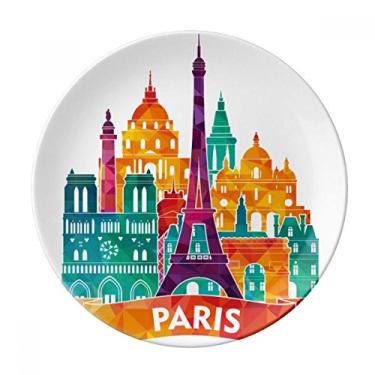 Imagem de Castelo Paris França Torre Eiffel Prato Decorativo de Porcelana Salver Prato de Jantar