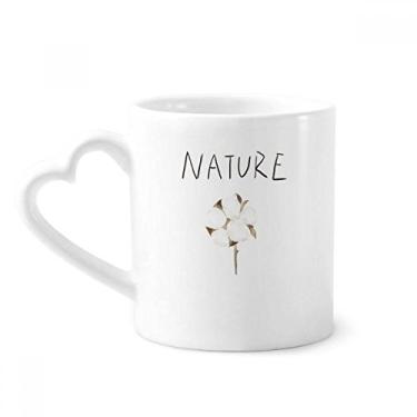 Imagem de Caneca de pintura de plantas de flores, caneca de café, cerâmica com alça de coração 355 ml