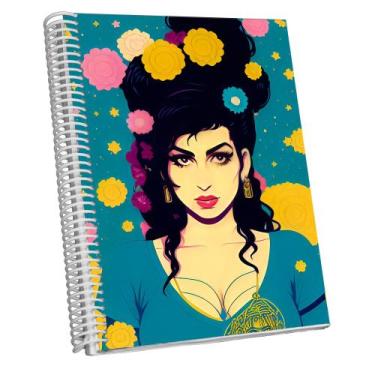 Imagem de Caderno Pontilhado 100 Folhas Capa Dura Espiral 15X21cm  Amy Winehouse