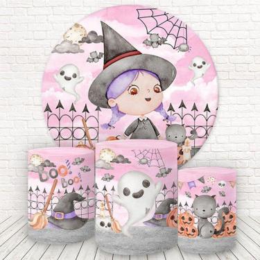 Imagem de Painel Redondo E Capas Tecido 3D Halloween Bruxas Fkpc-917