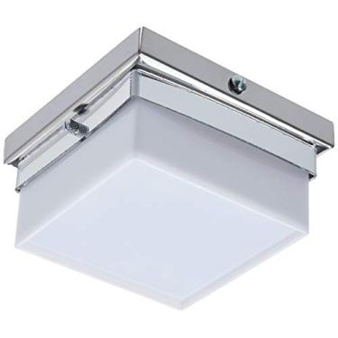 Imagem de Plafon Cubo LED 1X 127V 6500K, LLUM Bronzearte, 35878, 10W, Branco/Espelhado, 14X14cm