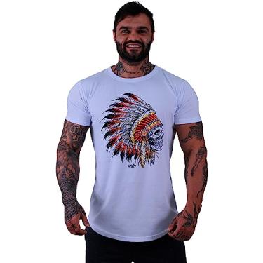 Imagem de Camiseta Masculina LongLine MXD Conceito Slim Cores e Estampas Casuais (P, Branco 3)