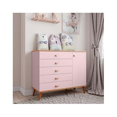 Imagem de Cômoda Infantil Bartira Ternura com 5 Gavetas e 1 Porta - 106,8cm de largura