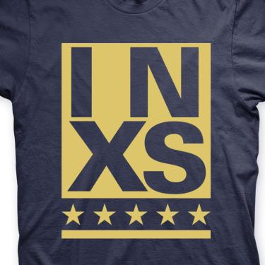 Imagem de Camiseta inxs Marinho e Dourado em Silk 100% Algodão