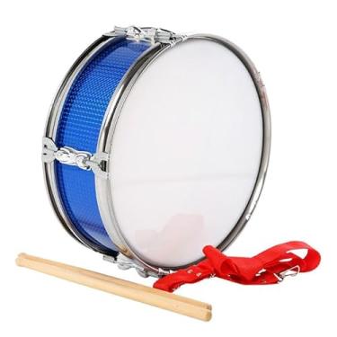 Imagem de YIJU Instrumentos musicais de tambor de caixa de 13 polegadas com alça de ombro, instrumento de percussão de bateria musical para iniciantes, crianças, azul