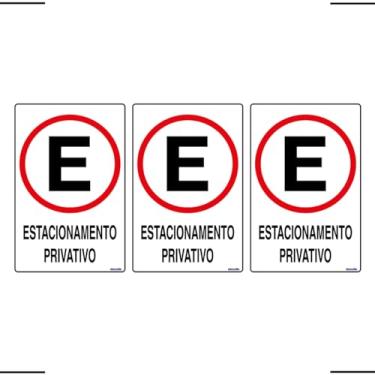 Imagem de Combo 3 Placas De Sinalização Estacionamento Privativo 20x30 Ekomunike - P-3 F9e