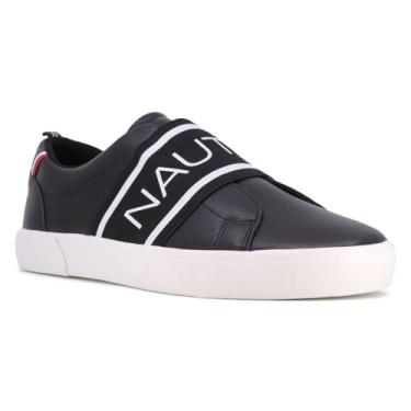 Imagem de Nautica Sapato casual masculino Townsend, loafer clássico cano baixo, tênis fashion (Lace-Up/Slip-), Preto - graves, elástico, 8.5