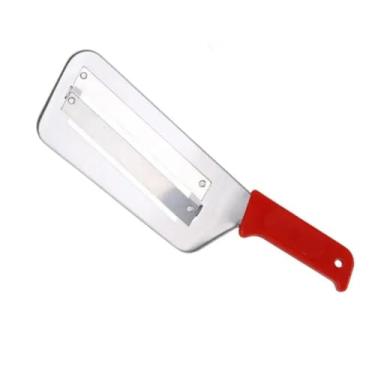 Imagem de Triturador de raspas, plaina de lâmina dupla, ralador de vegetais, faca para cortar, fatiador manual, cortador de alface, ferramentas de cozinha (vermelho)