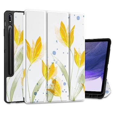 Imagem de Yebiseven Capa para Samsung Galaxy Tab S8 Plus 2022/S7 Plus 2020/S7 FE 2021 de 12,4 polegadas, capa protetora à prova de choque com despertar/hibernar automático + suporte de três dobras + suporte