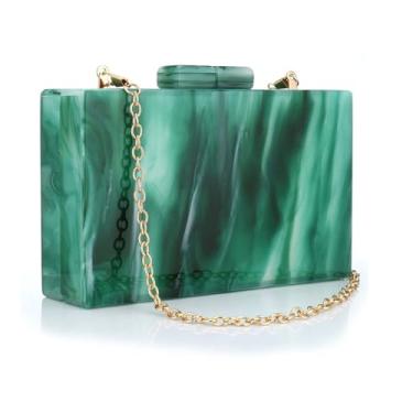 Imagem de Bolsa de noite de acrílico verde malaquita bolsa quadrada exclusiva coquetel festa de casamento para mulheres vestido bolsa de mão noturna, Verde escuro