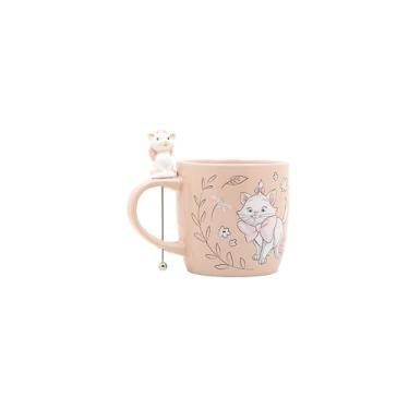 Imagem de Disney Caneca Aristocats Marie Stirrer - Canecas fofas para mulheres - Xícara de café de cerâmica exclusiva com palito - Presentes fofos de inauguração de casa - Mercadoria oficialmente licenciada